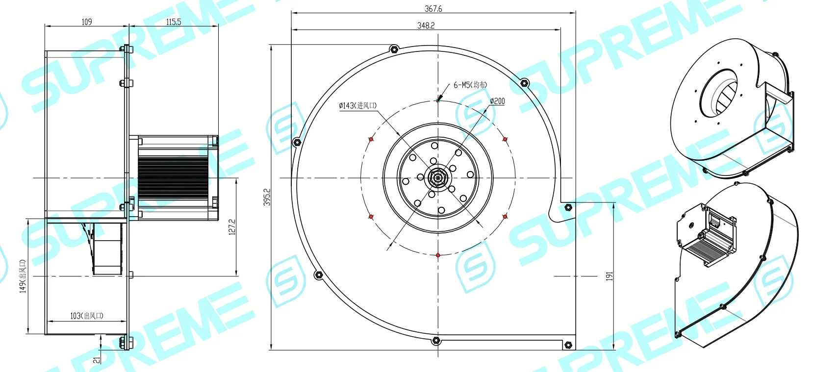 Centrifugal Fan, 230V, 3000CFM - detail 10