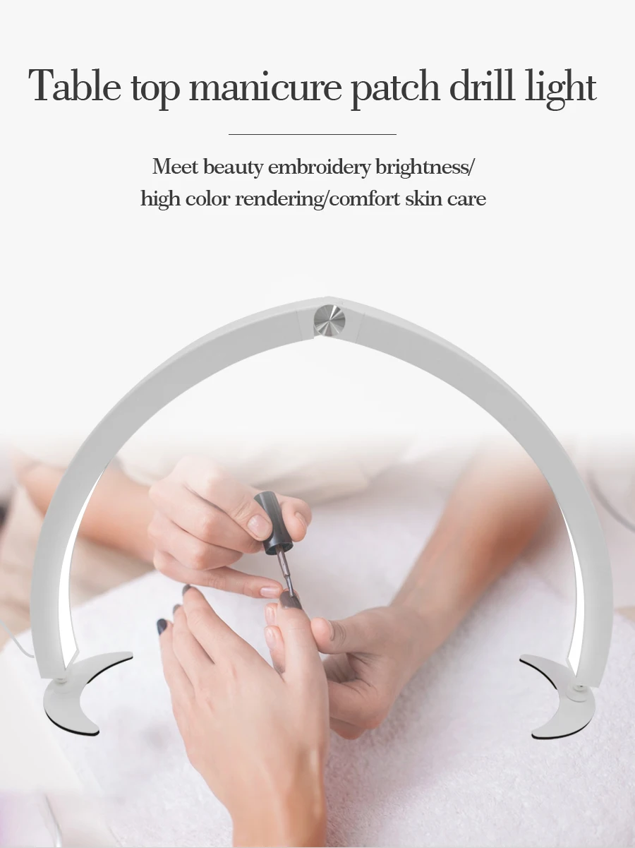 Noverlife 29in Half Moon Light For Nail Desk, 35W 2520 Lumen Manicure Nail Tech Lamp 3 Color Led Lash Light Tattoo Light, 3000k-6000k Stepless Dimming Brightness For Eyelash Beauty Spa Salon