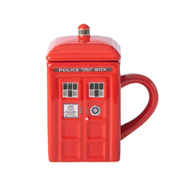 MB1 Custom Hot Selling 3D Creative Retro British Police Booth Cup Ceramic Cup Telephone Booth Novelty Police Office Mug Cup