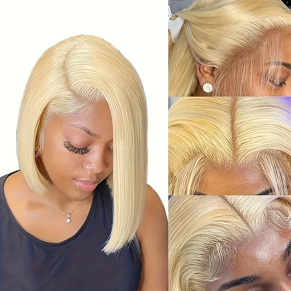 613 Blonde Color Bob Wigs 13x4 Lace Front Wigs Human Hair 10A Brazilian Straight Short Bob Wigs For Women