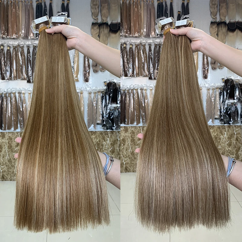 Luxury Kuwait Salon 100% Virgin Russian Human Hair Ombre Blonde 45cm 70cm  Tape In Hair Extensions Double Draw - Buy Tape In Hair Extensions 100%  Human Hair Ombre,Tape Hair Extension 70 Cm,Virgin