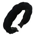 Black Korea Black Accessories Women Women Hair Accessories Fancy Soft Black Korea Velvet Braided Hairband