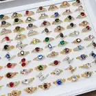 Ring Jewelry Wholesale Women's Natural Stone Ring Geometric Stone Metal Inlaid Ring Jewelry Color Zircon Crystal Ring
