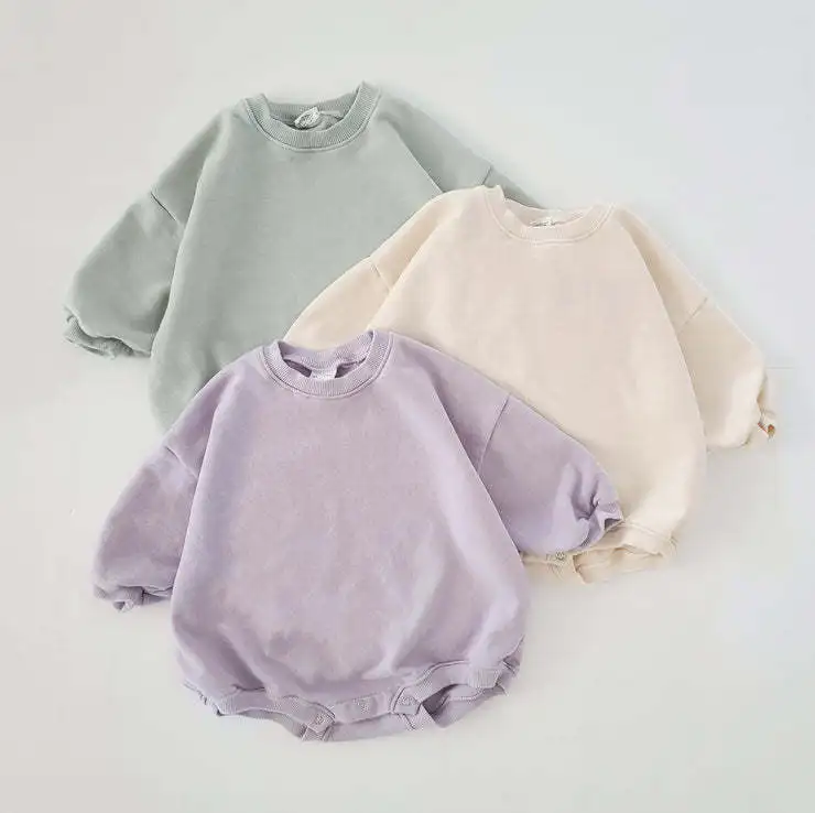 New ins baby romper Spring and autumn clothes baby crawling clothes solid color loose long-sleeved bag farts
