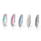 Diamond Ring Gemnel Luxury Women Jewelry Rainbow Eternity Pave Diamond Dome Engagement Ring