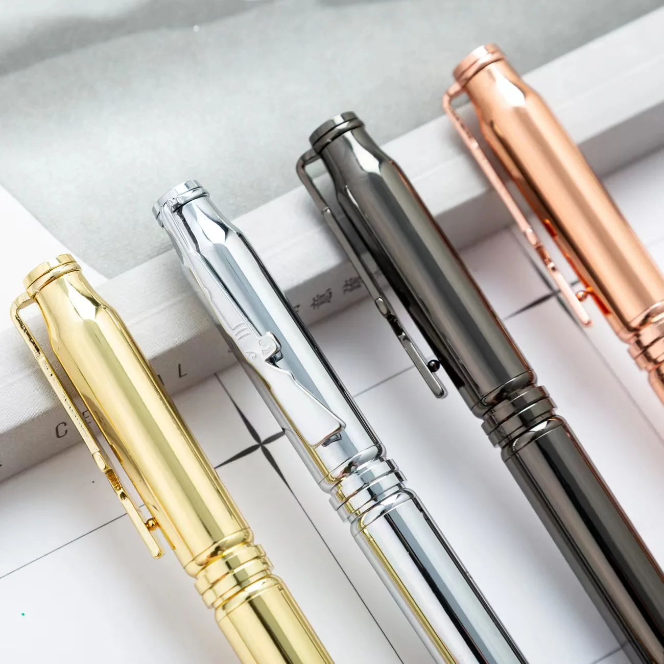 high quality heavy luxury gift set metal ball point rose gold ball pen