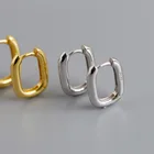 Earrings Silver Silver Cool Wind Retro Geometric Oval Earrings S925 Pure Silver Ear Buckle Gold Plated Earrings