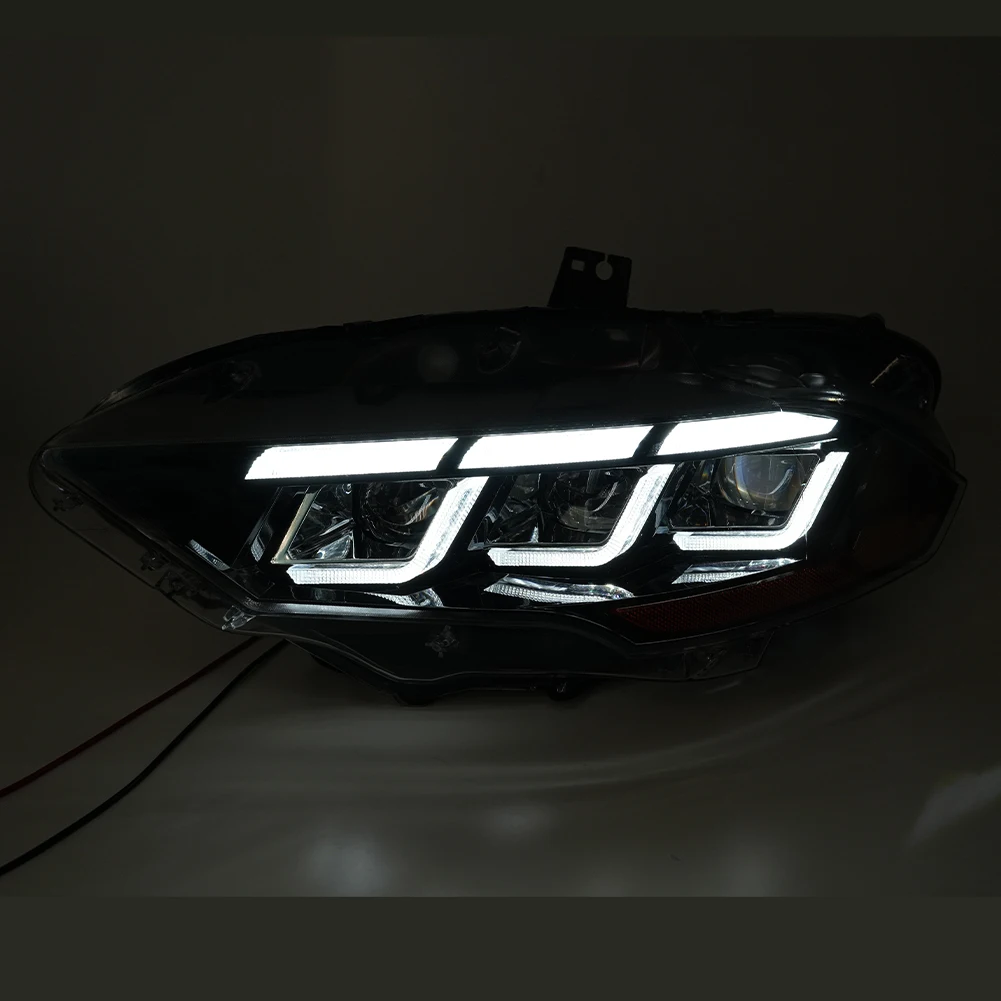 product headlight head light led 3 lens headlights head lamp for ford mustang headlamp three triple eye 2018 2020 plug and play-7