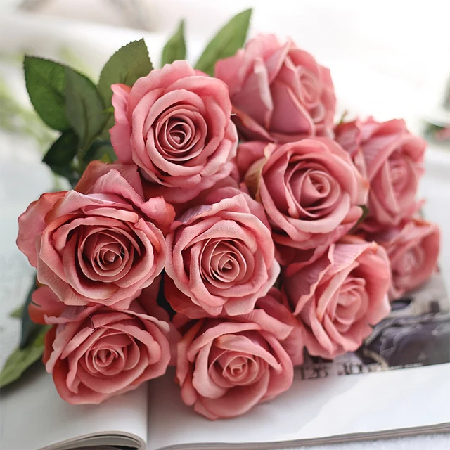 wedding decoration flowers real touch roses artificial flowers wholesale velvet immortal roses