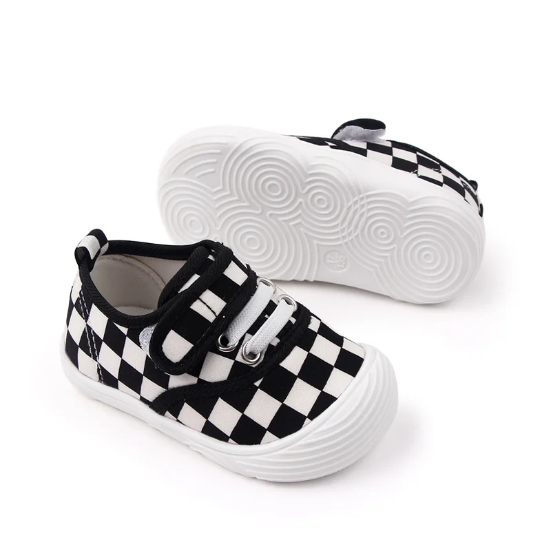 Unisex Toddler Kids Pre-Walker Sneakers Casual Lattice Canvas Shoes with Soft Rubber Outsole Fashionable for Kids supplier