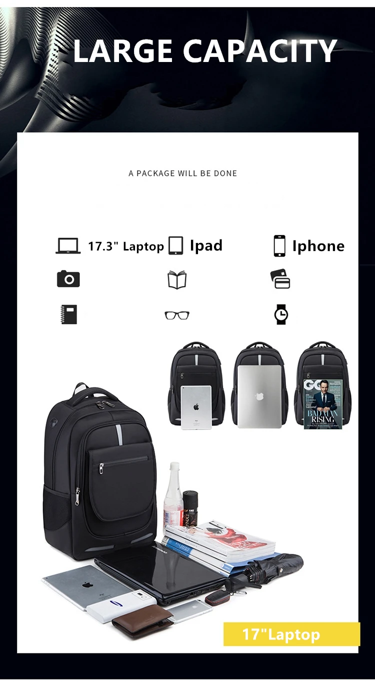 Designer Anti-Theft Day Pack Rucksack Men Women Travel Business 17" Laptop Bags