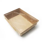 Custom Disposable Biodegradable Food Paper Container Packaging Salad Kraft Cover With PET