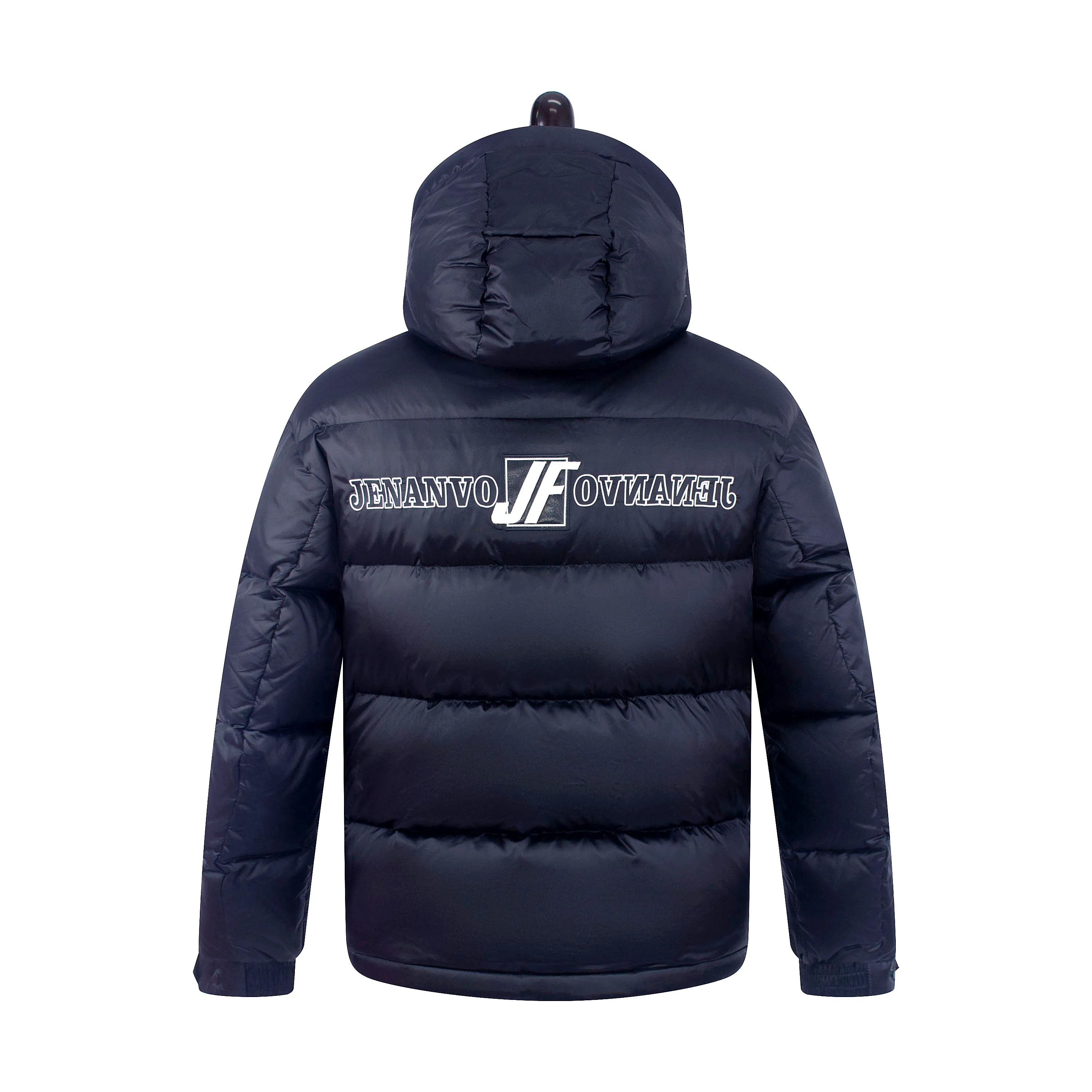 Designer Best Quality Stand Collar Hooded Windproof Zipper Woven Men's Embroidered Down Jacket For Winter