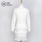 Hollow Out Embroidery Mesh Lace Design Lady Party Dress Girl Full Night Dress