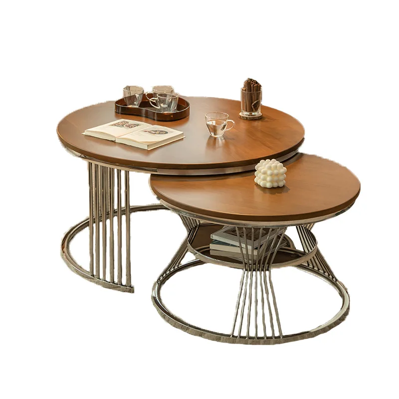 Hot Sales Set Wooden Round Sets Wood And Metal Furniture Living Room Coffee Table