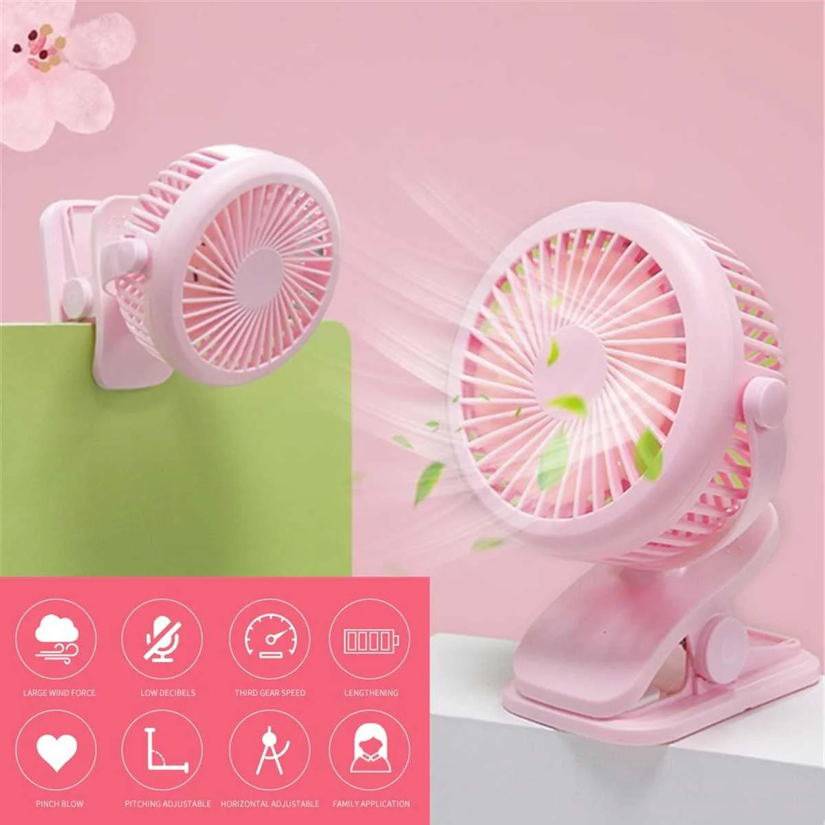 Rechargeable Desk Clip Fan, Portable, USB - detail 6