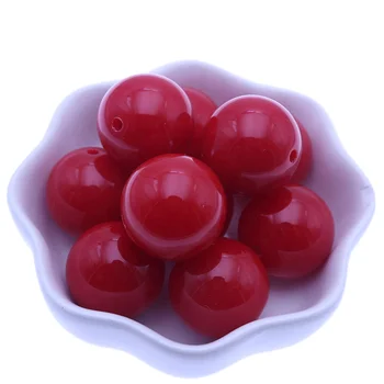 Online Sale Big 20mm Chunky Round Charm Colorful Red Acrylic Beads