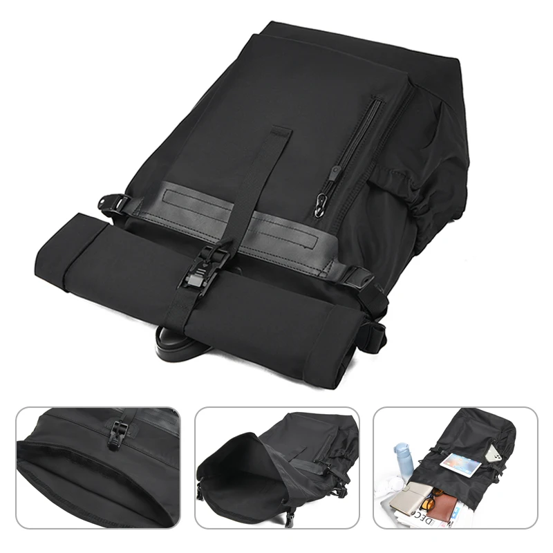 Custom Anti-theft Laptop Rollitop Backpack Waterproof Student School Bag mens Casual travel roll top backpack For women