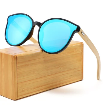 PC Frame Bamboo UV400 Mirror Lens Gafas  Bamboo Sunglasses For Women
