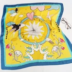 Rose Scarf 70X70 Yellow Love And Rose Naughty Pattern Bright Color Couples Lovers Outfit Women Head Neck Shawl Scarf