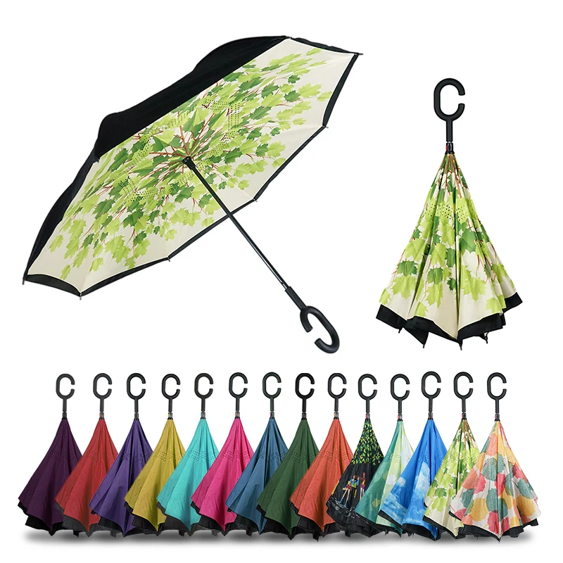 2 Fold UV Reverse Umbrellas Suppliers Mini Automatic Open Folding Umbrella for Car