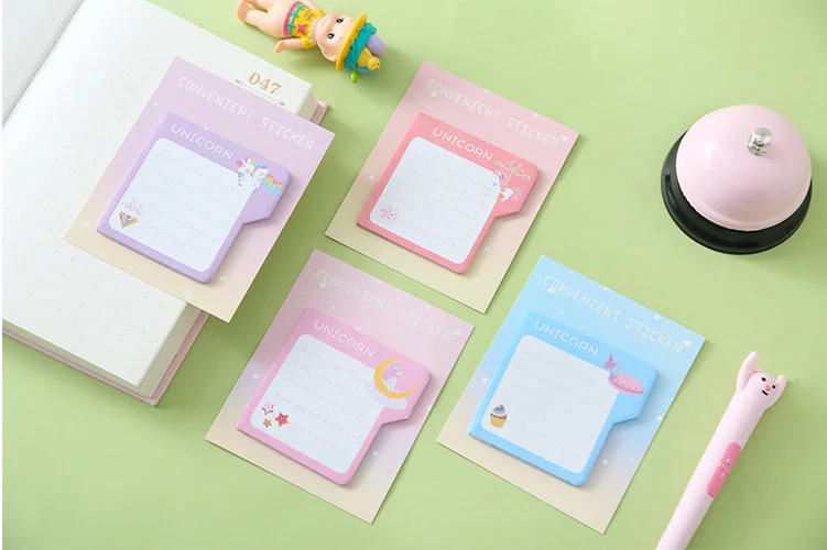 Factory direct selling custom Sticky Notes Unicorn Shape Made In China pad logo Sticky notes wholesale price paper notes