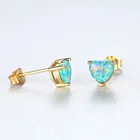 Heart Earrings Stud New Peach Heart Opal Earrings Hot Selling Jewelry Wholesale Claw Setting Gem Stud Earrings
