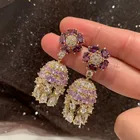 Cz Earrings Bridal Indian Cz Diamond Chandelier Dangling Earrings For Women Wedding Bridal Jewelry Gift