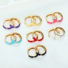 Hoop Minimalist Bohemian Handmade Colorful Zircon Enamel Hoop Huggie Earrings