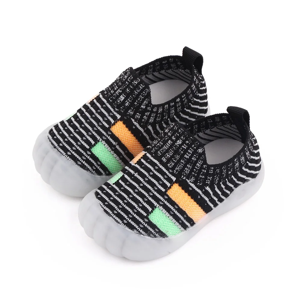 Mesh Breathable Rubber Sole Non-slip Children's Flying Woven Kids Casual Toddler Shoes manufacture