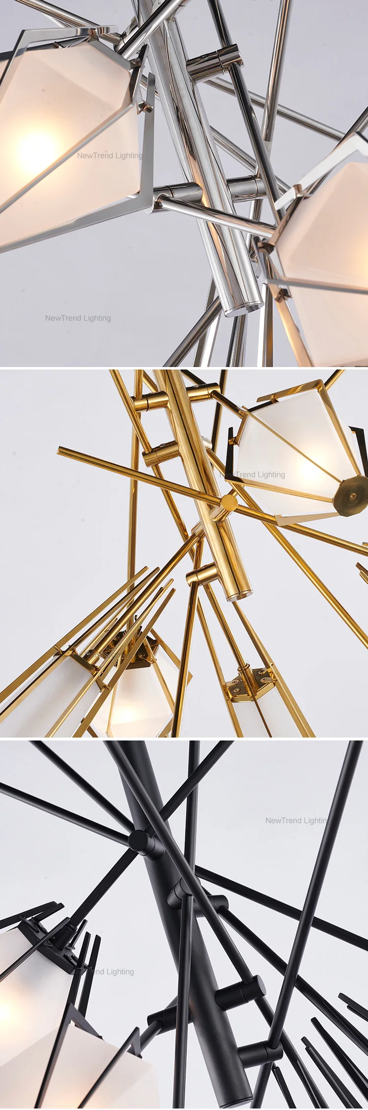 DZ-033 Modern Indoor Decoration Hotel Lobby Villa Chandelier Black LED Glass Pendant Light details