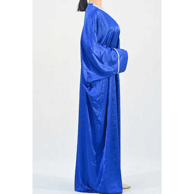 Wholesale Summer Islamic Clothing Breathable Embroidered Muslim Women's V Neck Kaftan Long Dress manufacture