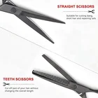Professional 9 Piece Hairdressing Shears Black Stainless Steel Thinning Shears With Cape For Home Hair Cutting Scissors