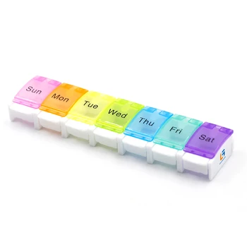 Stock Wholesale Plastic Clear 7 Day & 4 Times Pill Organizer Weekly Pill Box