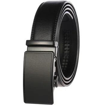 GINA Custom Free Logo Men's Real Leather Ratchet Dress Belt with Automatic Buckle