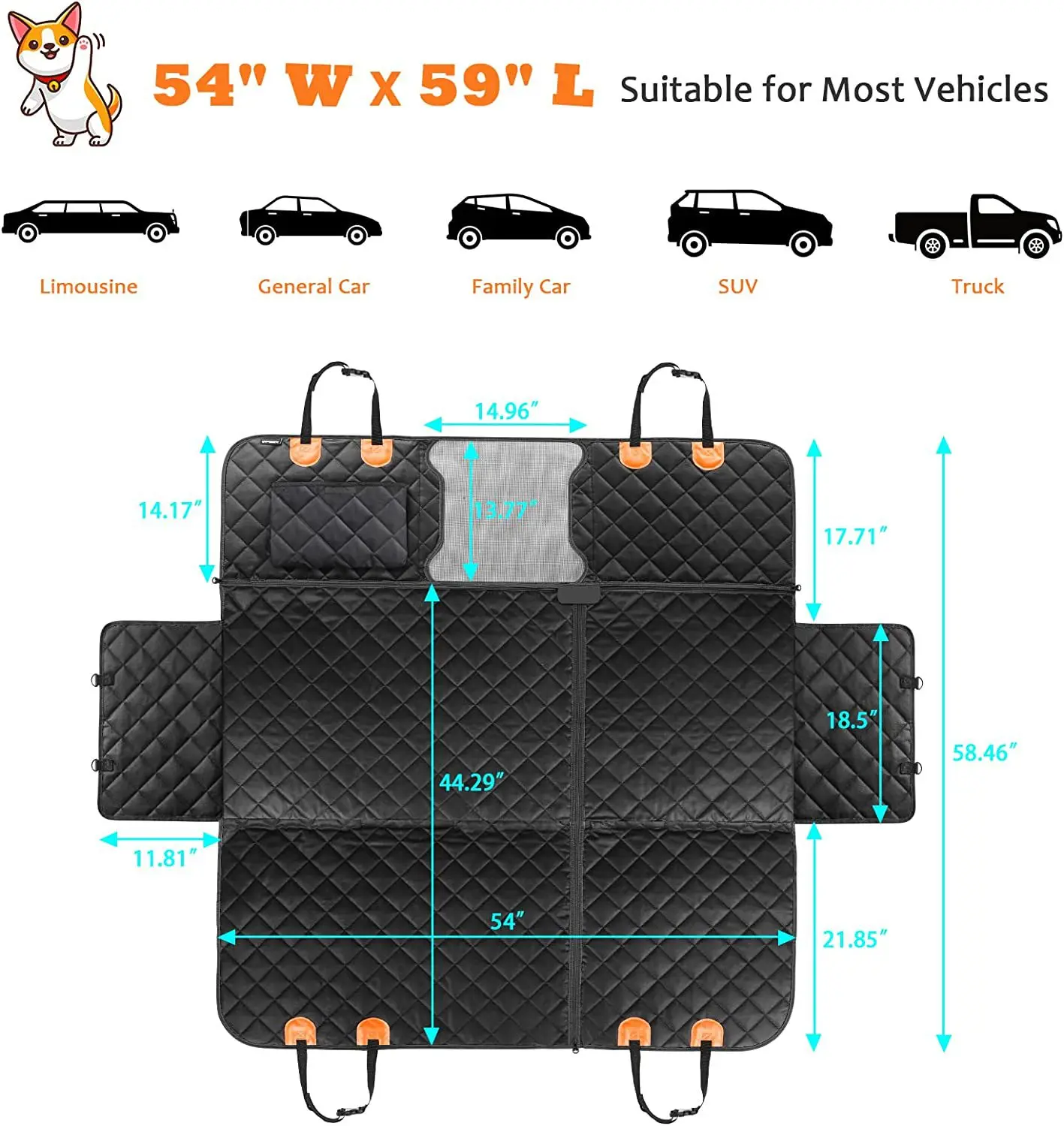 product 4 in 1 quilting pets car cover oxford dog car seat cover waterproof pet travel mat pet car sear cover-58