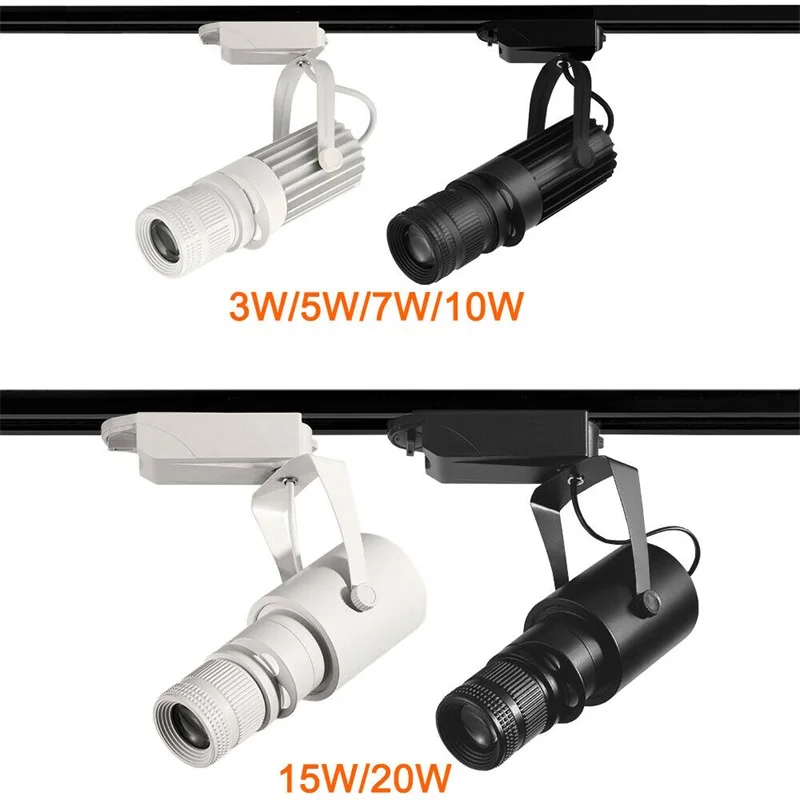 Zoomable Led Track Lights for Theater Stage Rail Lighting 7W 20W Focus LED HD Rotating Advertising Logo Projector Cob Spotlight