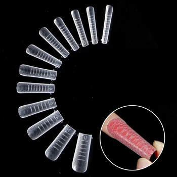 2024 New Full Clear Acrylic 3D Nail Tip Extension Set 120 Pieces Full Coverage Crystal Double Shape Gel Nails False Press Finger