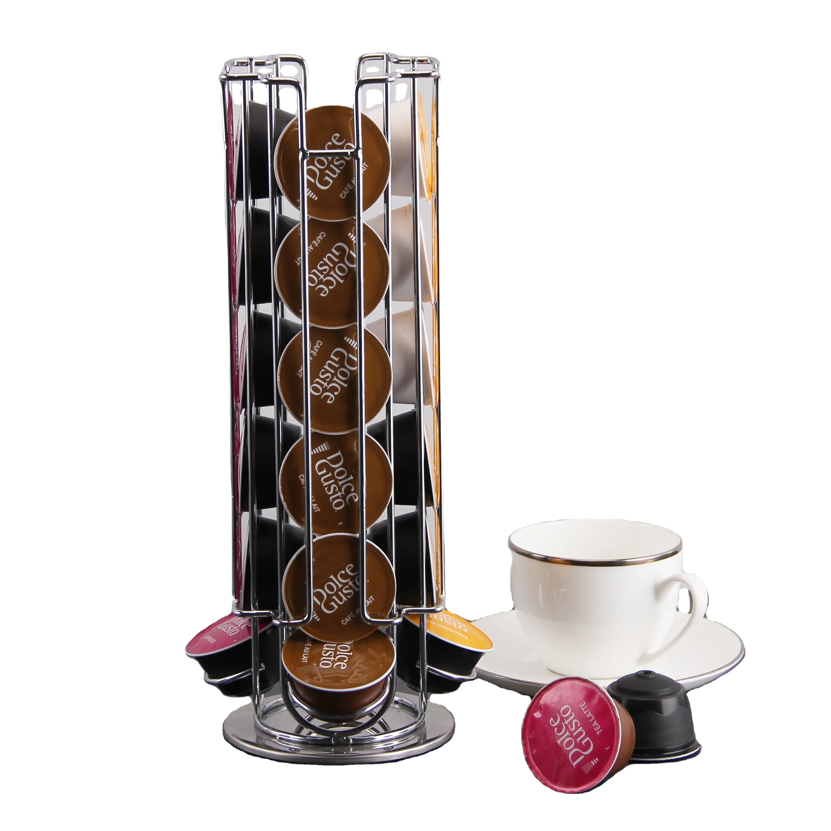 Revolving Coffee Pod Holder Capsule Stand Iron for Tassimo Dolce Gusto Durable 