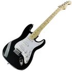 St Custom Black Body St Electric Guitar With SSS Pickups White Pickguard Electric St Guitars