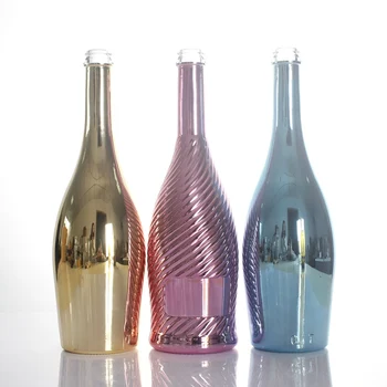 Golden silver purple gradient Color 750ml liquor wine whiskey vodka Electroplating Glass Bottles