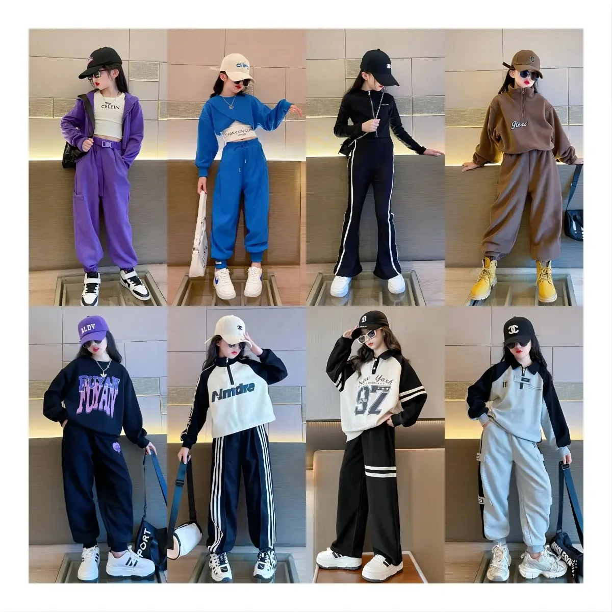 Girls 2 Piece Outfit Sweatsuits Set Kids Velour Sweatshirts & Sweatpants Tracksuits Set for Girls