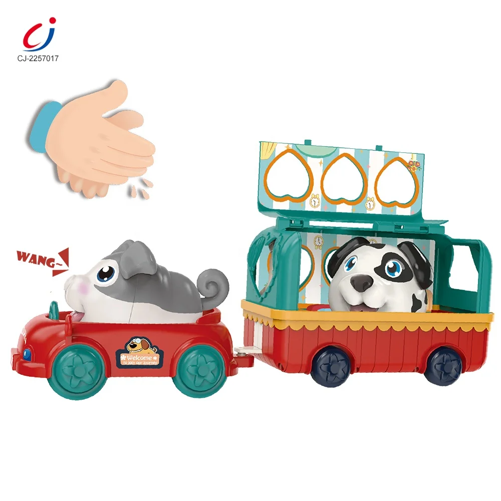 Chengji diy assembling play house toys assembly car voice control induction dog plastic new cute pet toy pretend play toy