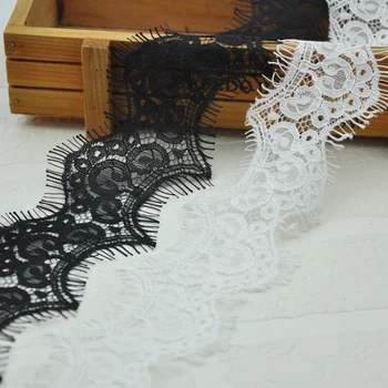 Chinese Factory Black And White Bulk Lace Ribbon Sale By Roll Decorative For Black Lace Wedding Dress WLCD-045