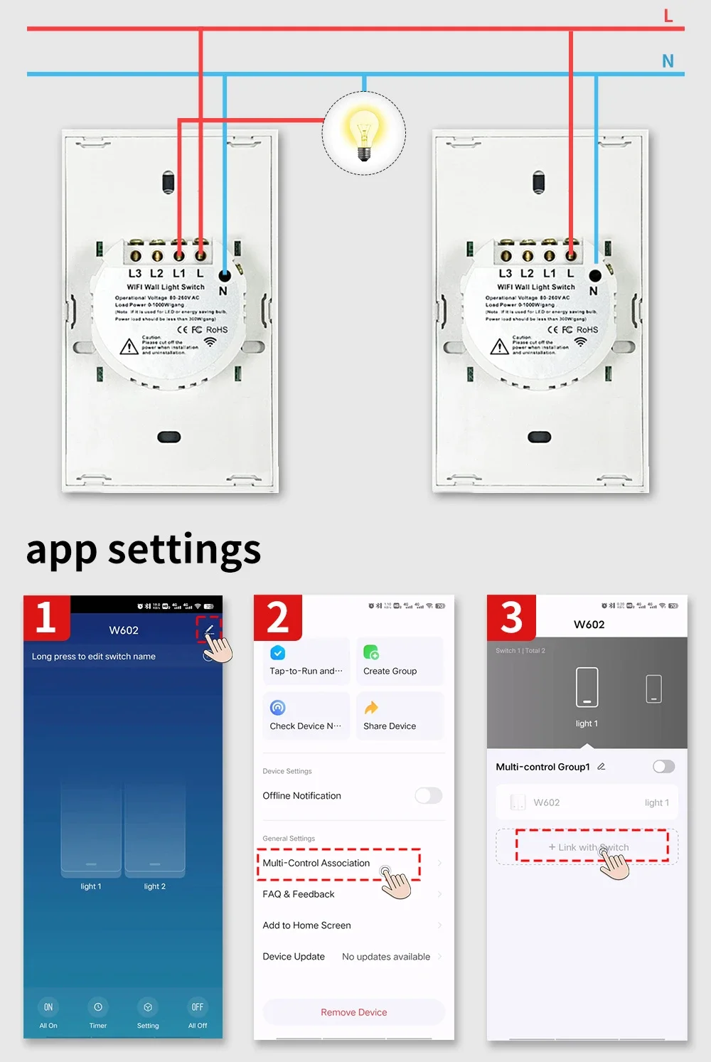 Tuya Switch Wifi+rf433 Us/eu,Singlephase/neutral Wire Wall Touch Light