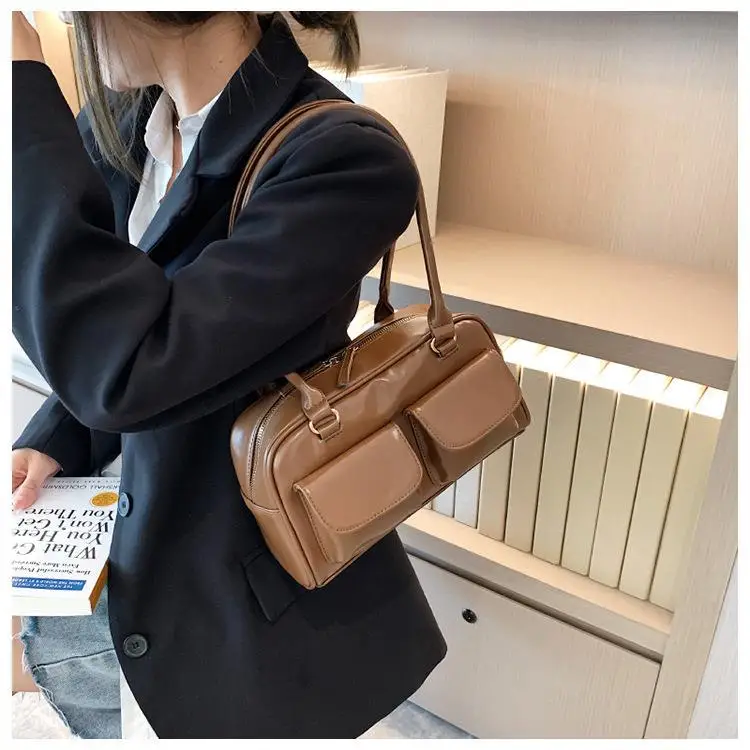 Fashion Blank Zipper Designer Luxury Patent Leather Women Satchel Purse Pillow Handbag Elegant Underarm Shoulder Bag For Girls