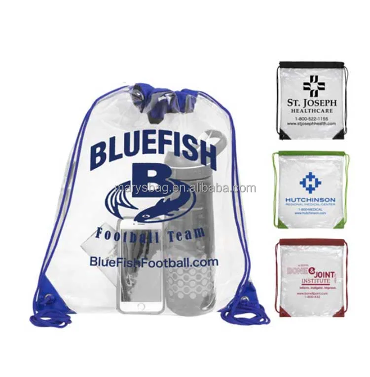 Show And Tell Clear Stadium PVC Backpack with printed logo