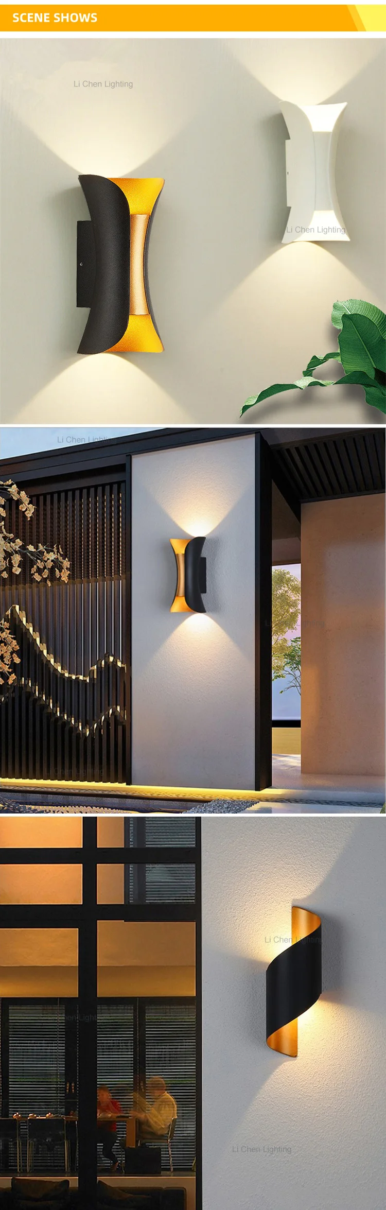 bd14 hotel outdoor lighting hanging surface mounted lantern corridor modern led wall lamp ip65 up down wall light -4