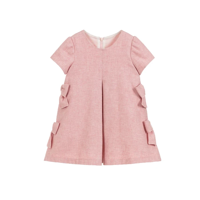 Guangzhou wholesale Child Summer Cotton blank Dresses Soft Kids pink Girls Cotton Woven  Dresses