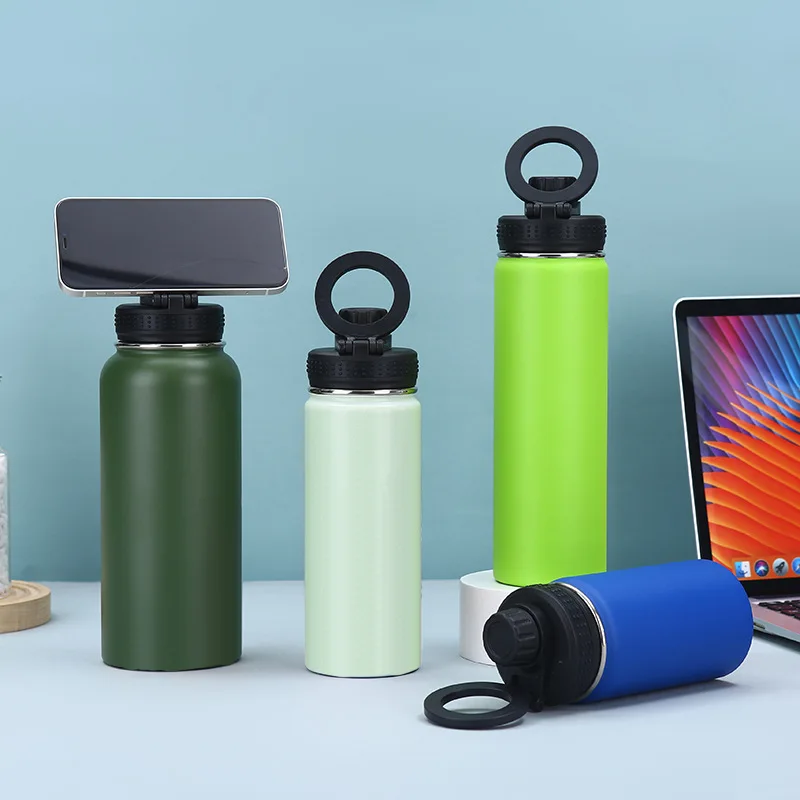 Top Seller 32oz 1000ml Water Bottle Magnet Sport Running Top Magnetic Lid Water Bottle Phone Holder